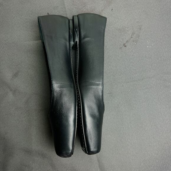 Reformation Mikayla Black Leather Square Toe Flats Sz 9 - Picture 8 of 9
